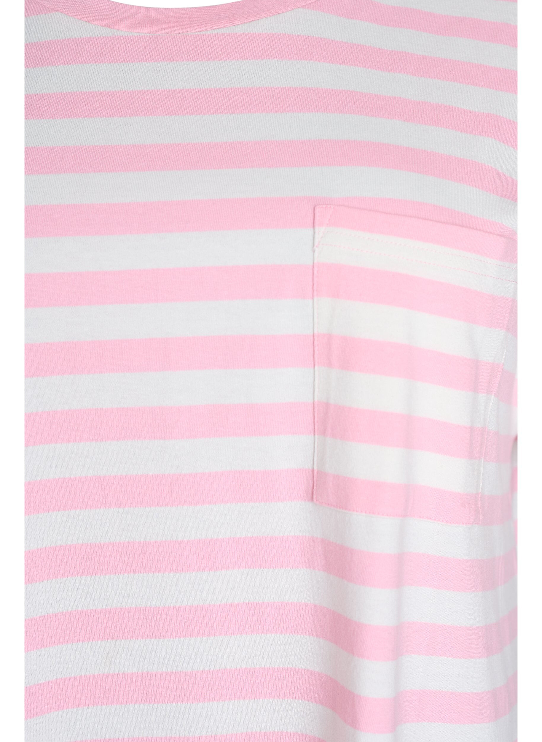 Zizzi Langes Nachtshirt aus Bio-Baumwolle mit Streifen, Pink, Packshot image number 2