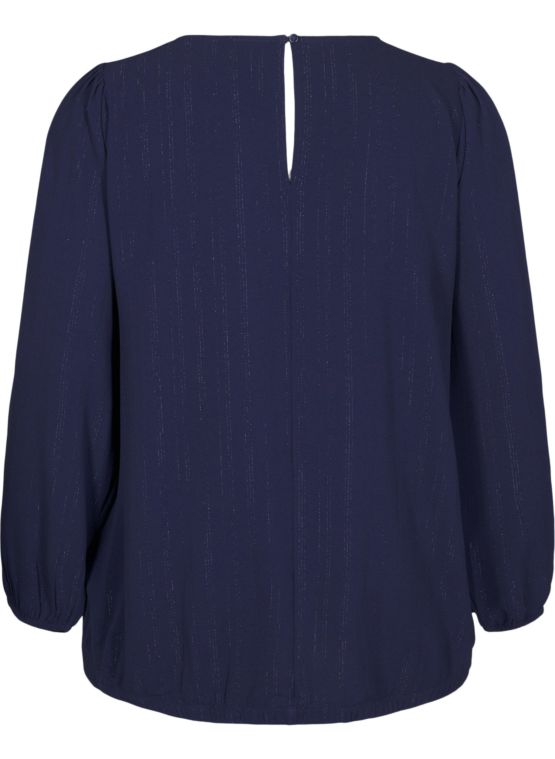 Zizzi Bluse mit Silberglitzer, Blau, Packshot image number 1