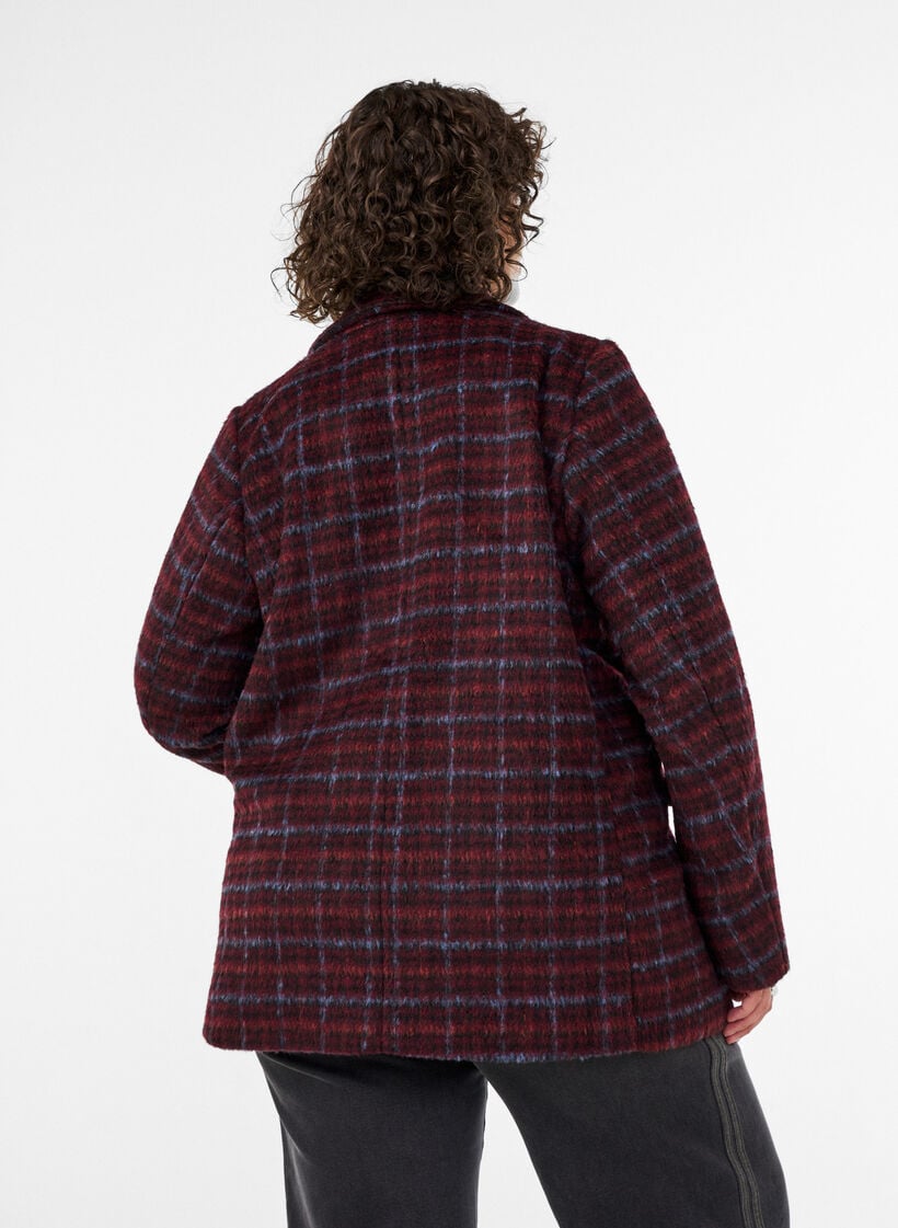 Karierte Jacke mit Taschen, Rot, Model