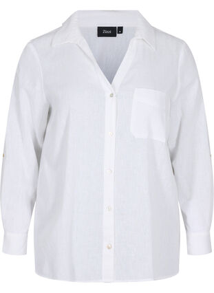 Bluse mit 3/4-Ärmeln und Knöpfen, White, Packshot image number 0