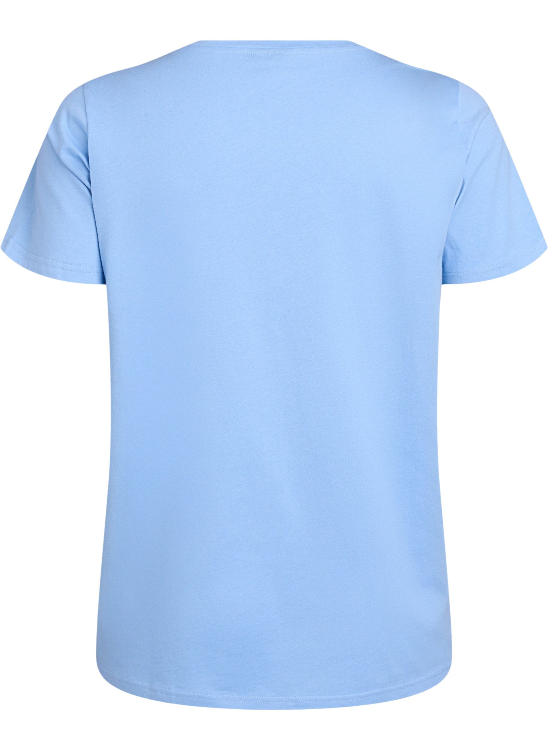 Zizzi T-Shirt aus Bio-Baumwolle mit gebl&uuml;mter Stickerei, Della R. Blue w. EMB, Packshot image number 1