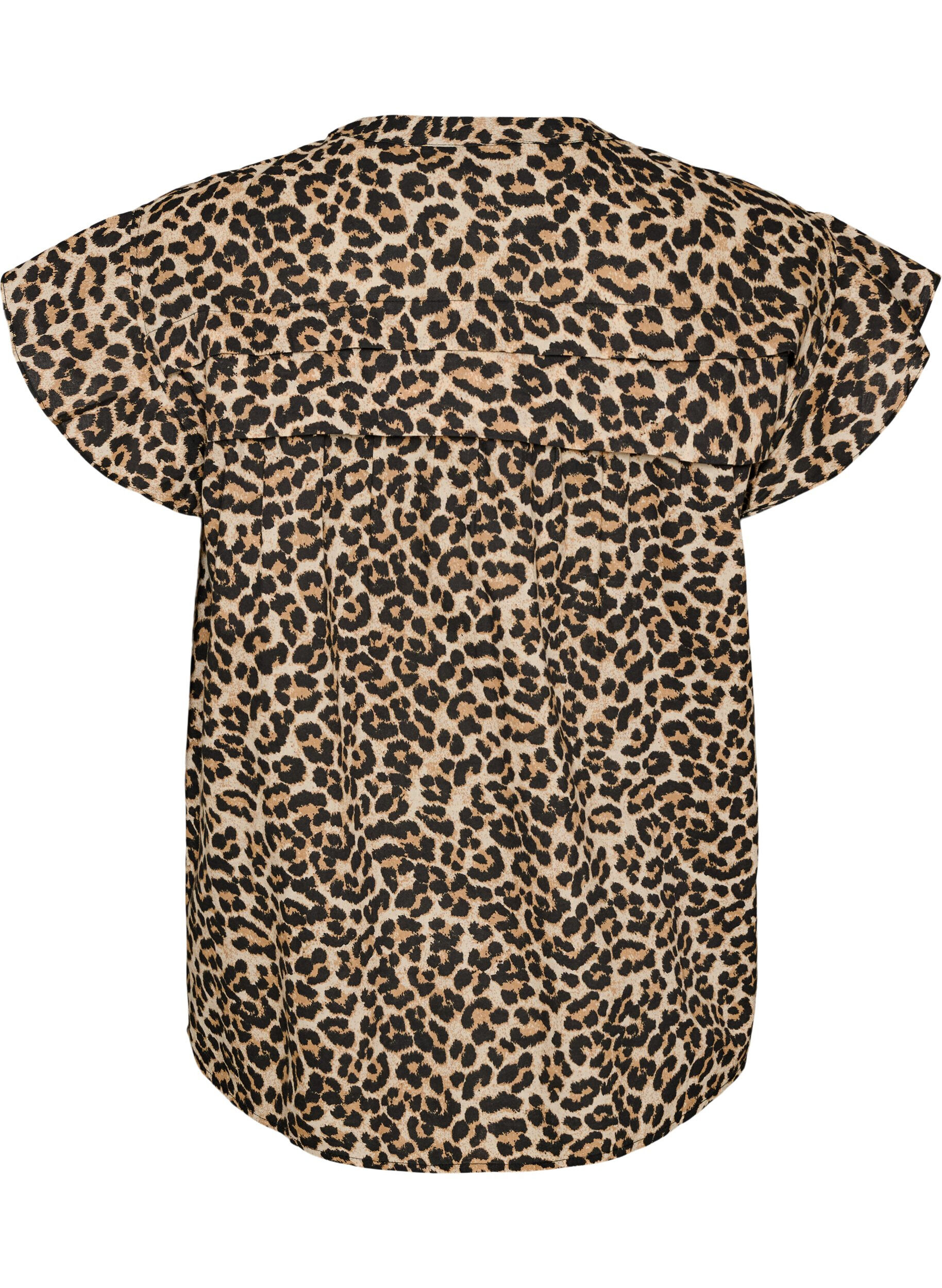 Zizzi&Auml;rmellose Hemdbluse in A-Linie aus Baumwolle, Braun, Packshot image number 1