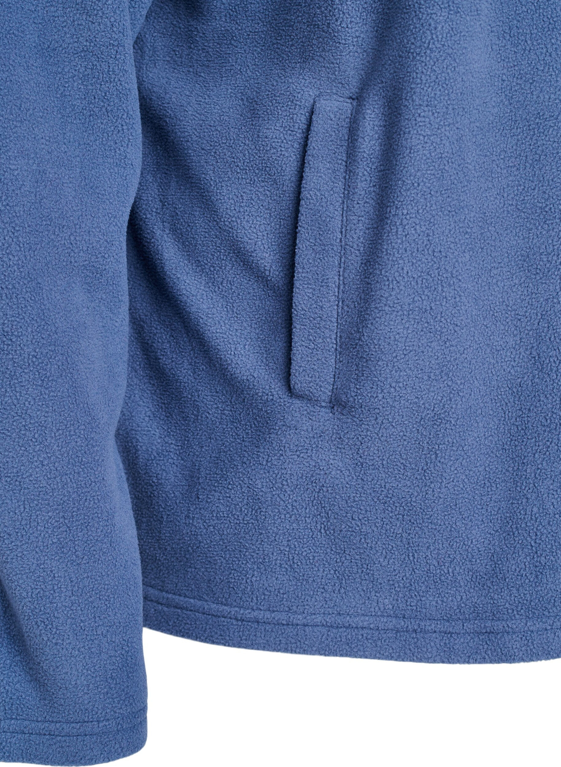 Zizzi Top aus Fleece mit Rei&szlig;verschluss und hohem Kragen, Blau, Packshot image number 3