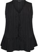 &Auml;rmellose Bluse mit Struktur und Bindeband, Schwarz, Packshot image number 0