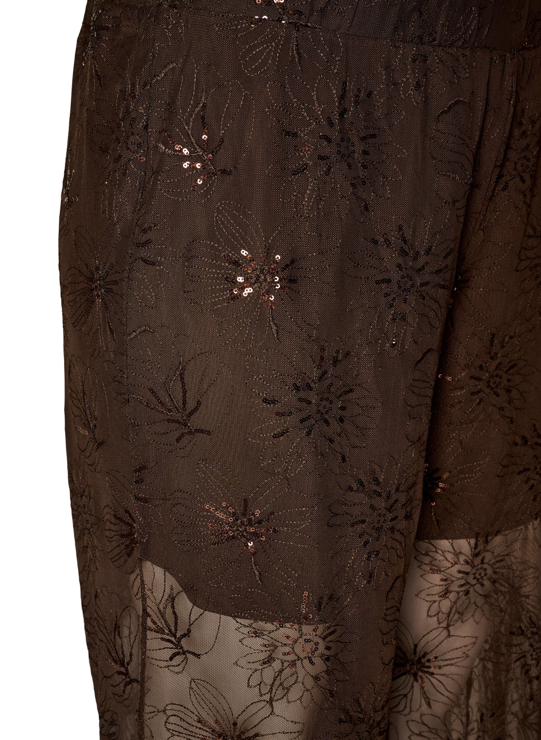 ZizziHose aus Mesh mit floraler Stickerei und Pailletten, Braun, Packshot image number 2