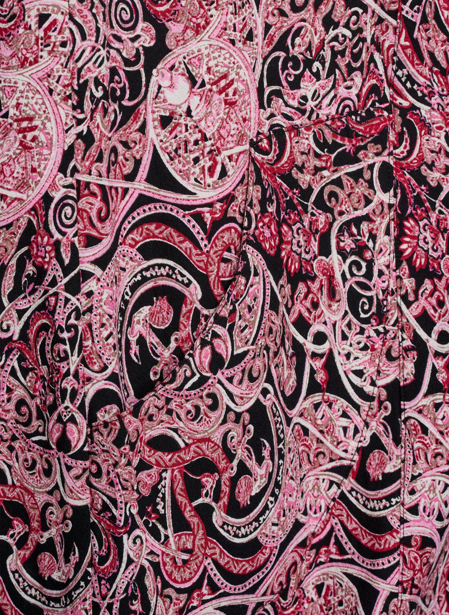 Zizzi Kurz&auml;rmliges Baumwollkleid mit Aufdruck, Schwarz, Packshot image number 3