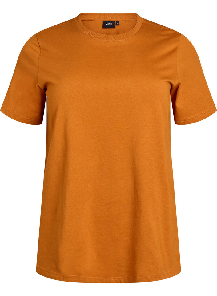 Basic-T-Shirt aus Baumwolle mit Rundhalsausschnitt, Orange, Packshot image number 0
