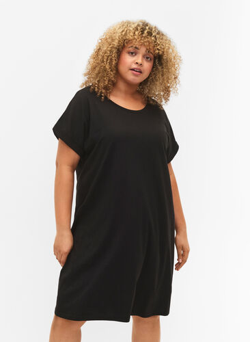 2er-Pack Kleider aus Baumwolle mit kurzen Ärmeln, Black/Black, Model image number 0