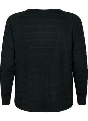 Gestrickte Bluse mit ton-auf-Ton Streifen, Black, Packshot image number 1
