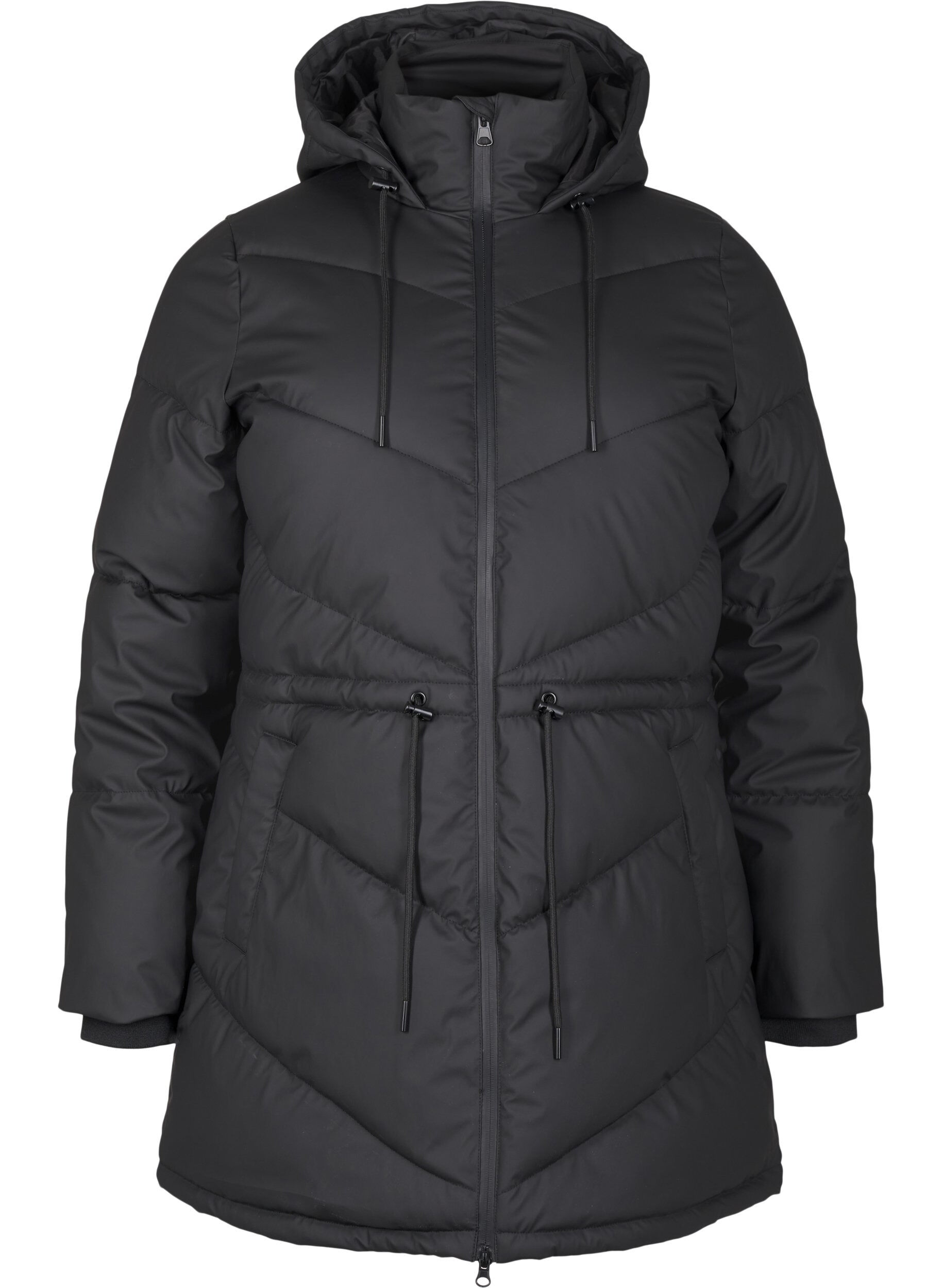 Zizzi Wasserabweisende Steckenjacke mit Kapuze, Schwarz, Packshot image number 0