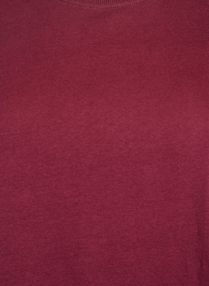 Basic-T-Shirt aus Baumwolle mit Rundhalsausschnitt., Dunkles Bordeaux, Packshot image number 2