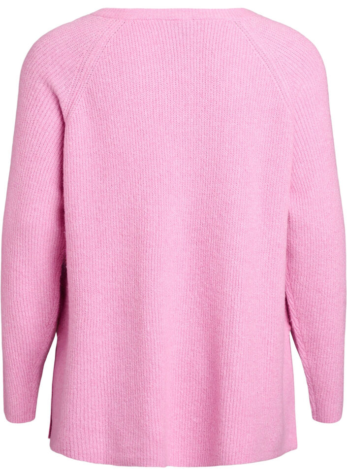 Strickpullover mit Diagonalmuster und Raglan&auml;rmeln, Pink, Packshot image number 1