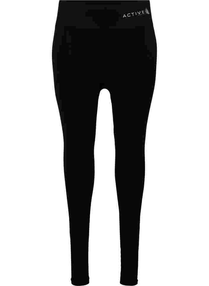Nahtlose Workout-Leggings mit Struktur, Black, Packshot image number 0