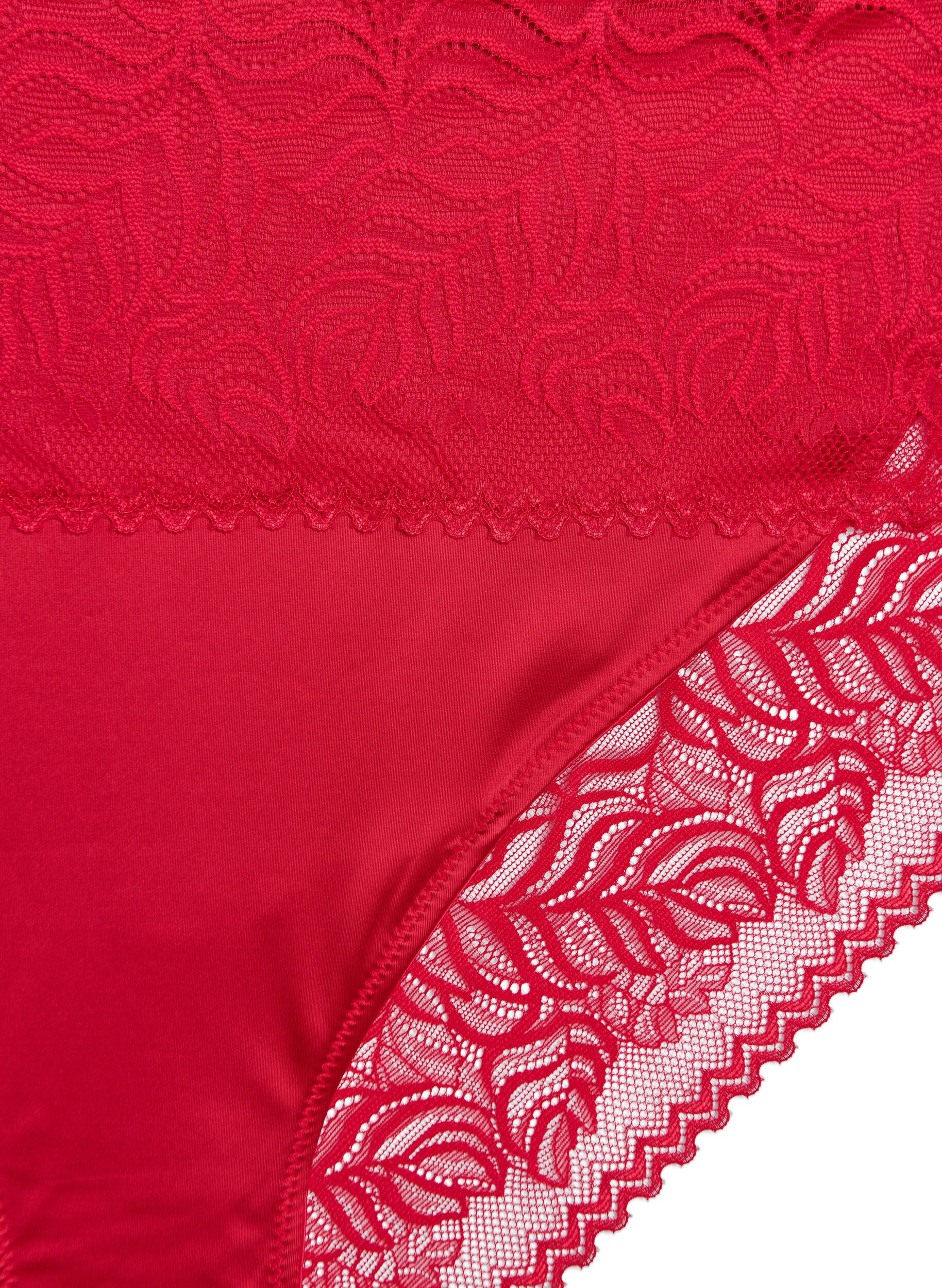 Zizzi Tai-Slip aus Spitze und gl&auml;nzender Mikrofaser, Rot, Packshot image number 2