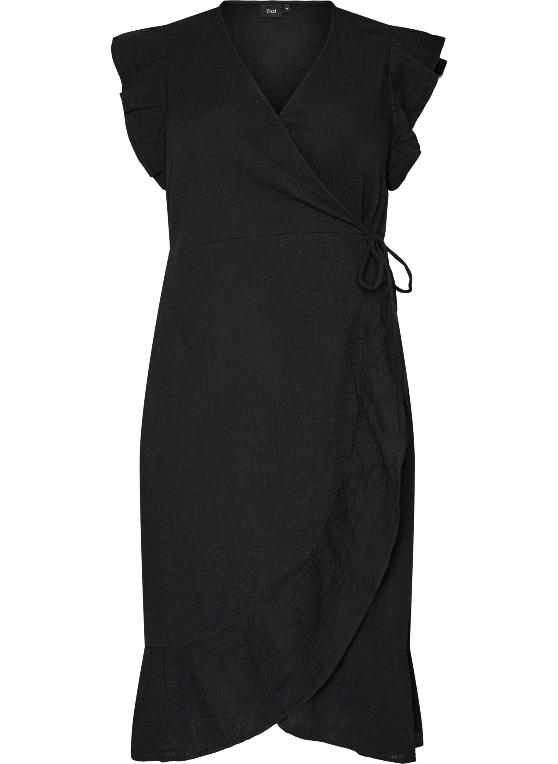 Wickelkleid aus Baumwoll-Musselin mit R&uuml;schen