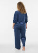Bluse aus Velours mit aufgesticktem Text, Blau, Model image number 2