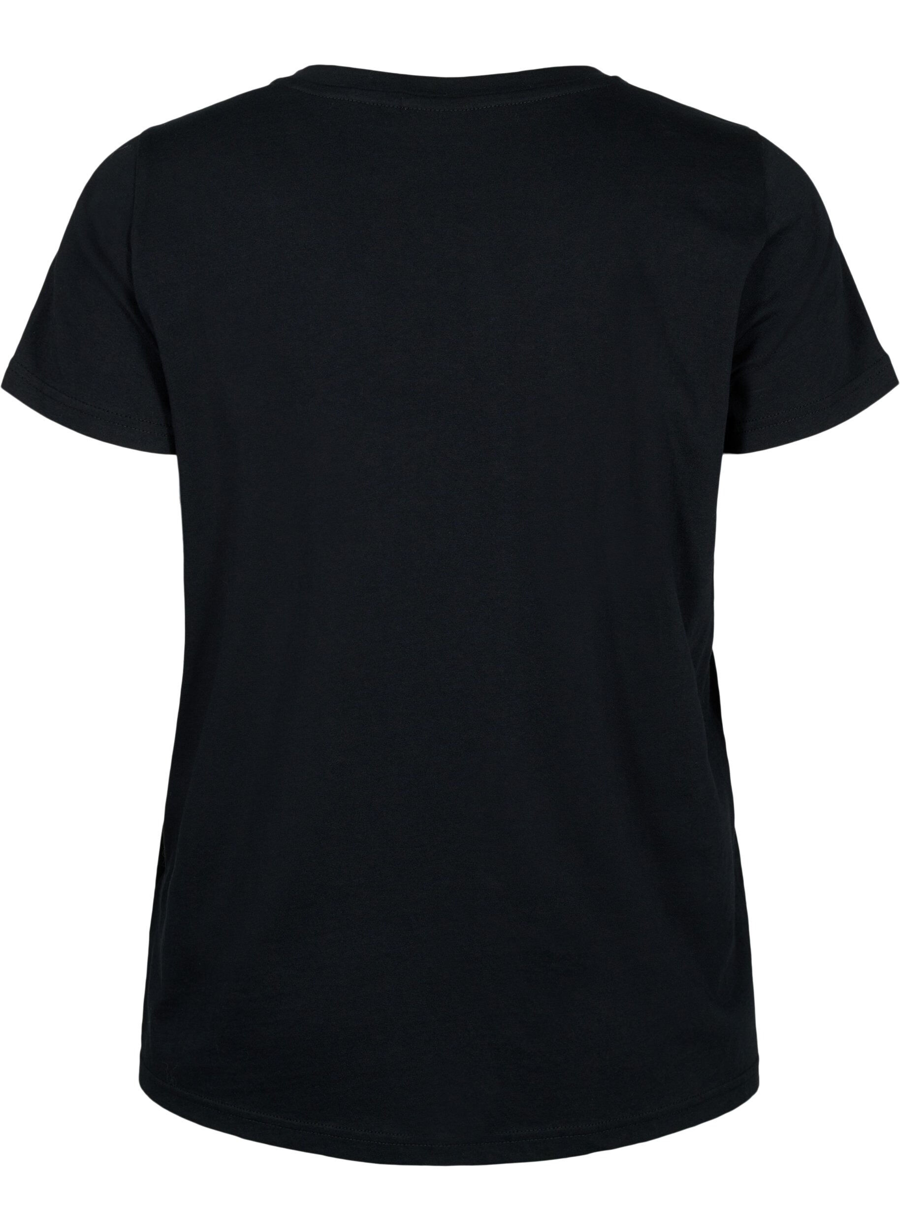 Zizzi Sport-T-Shirt aus Baumwolle mit Aufdruck, Black w. Playstyle, Packshot image number 1