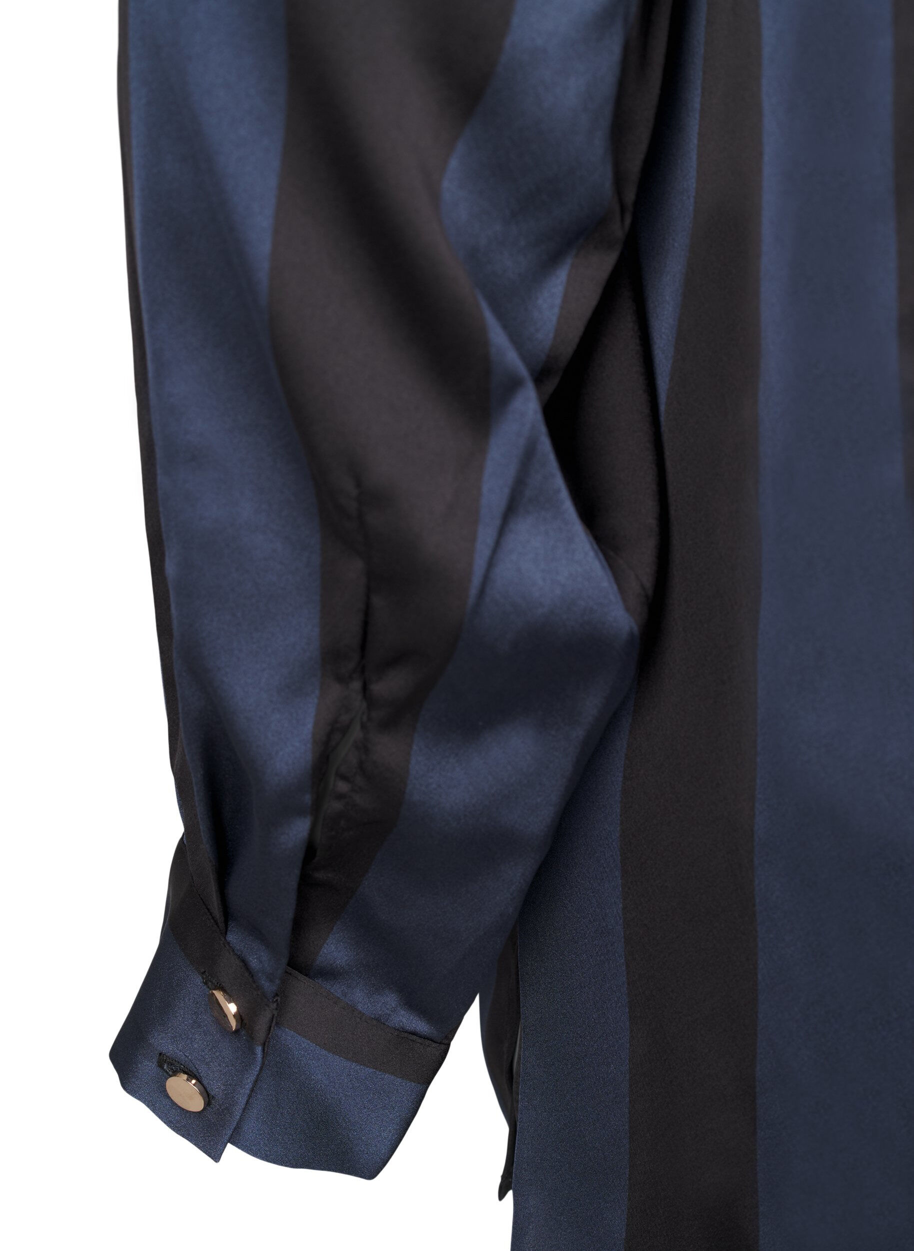 Zizzi Satin-Hemd mit Streifen, Spellbound w. Black, Packshot image number 4