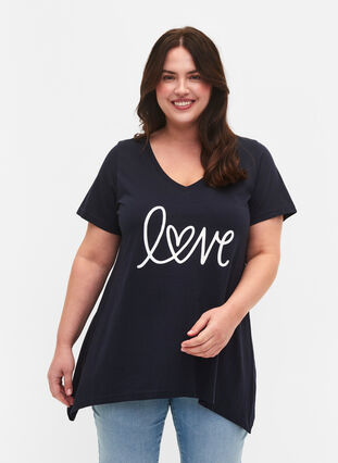 Baumwoll-T-Shirt mit kurzen Ärmeln, Night Sky LOVE, Model image number 0
