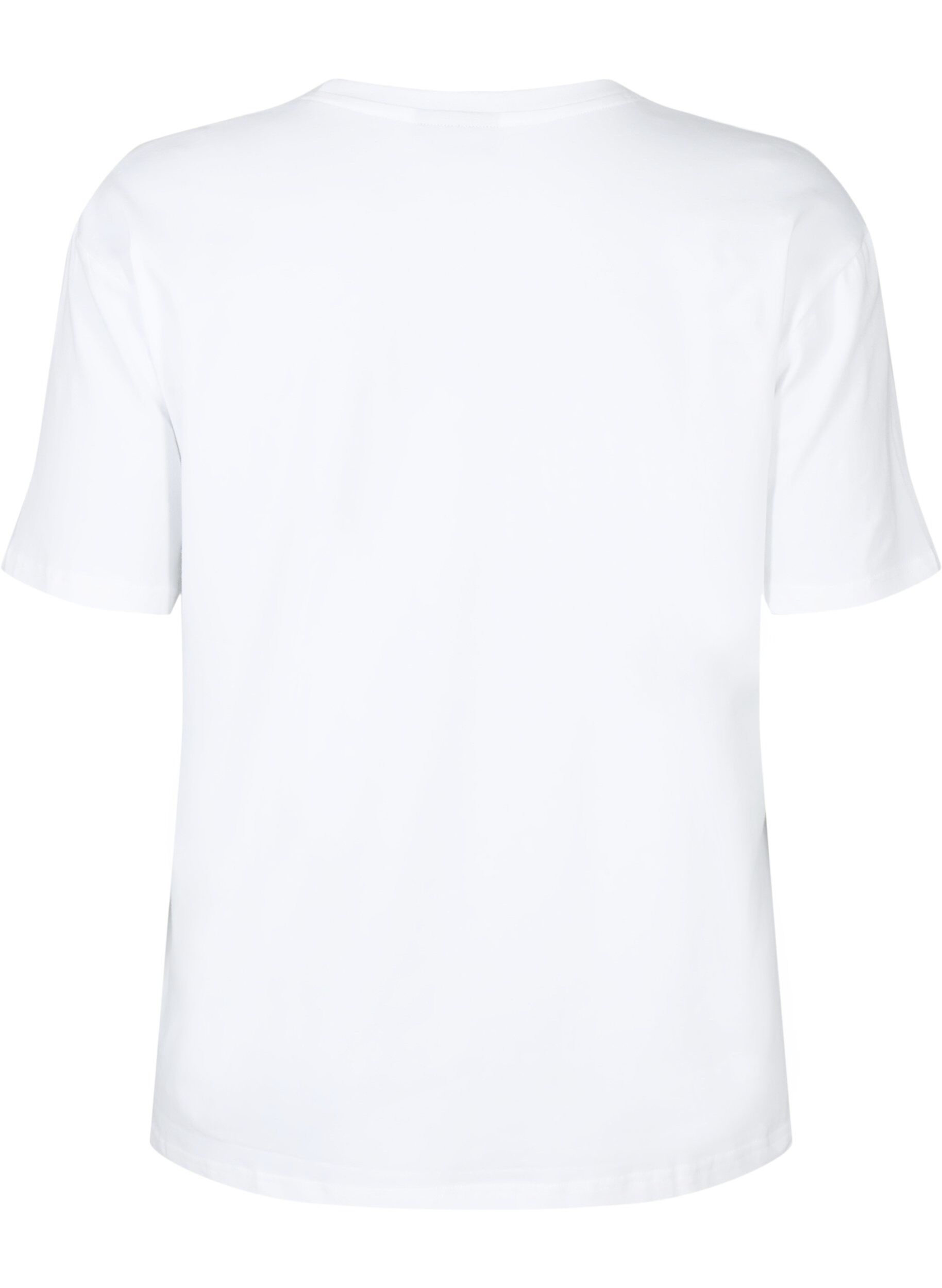 Zizzi T-Shirt aus Bio-Baumwolle mit Schmucksteinen, White, Packshot image number 1
