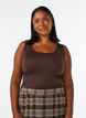 Figurbetontes Basic-Top aus glattem Stoff, Braun, Model image number 0