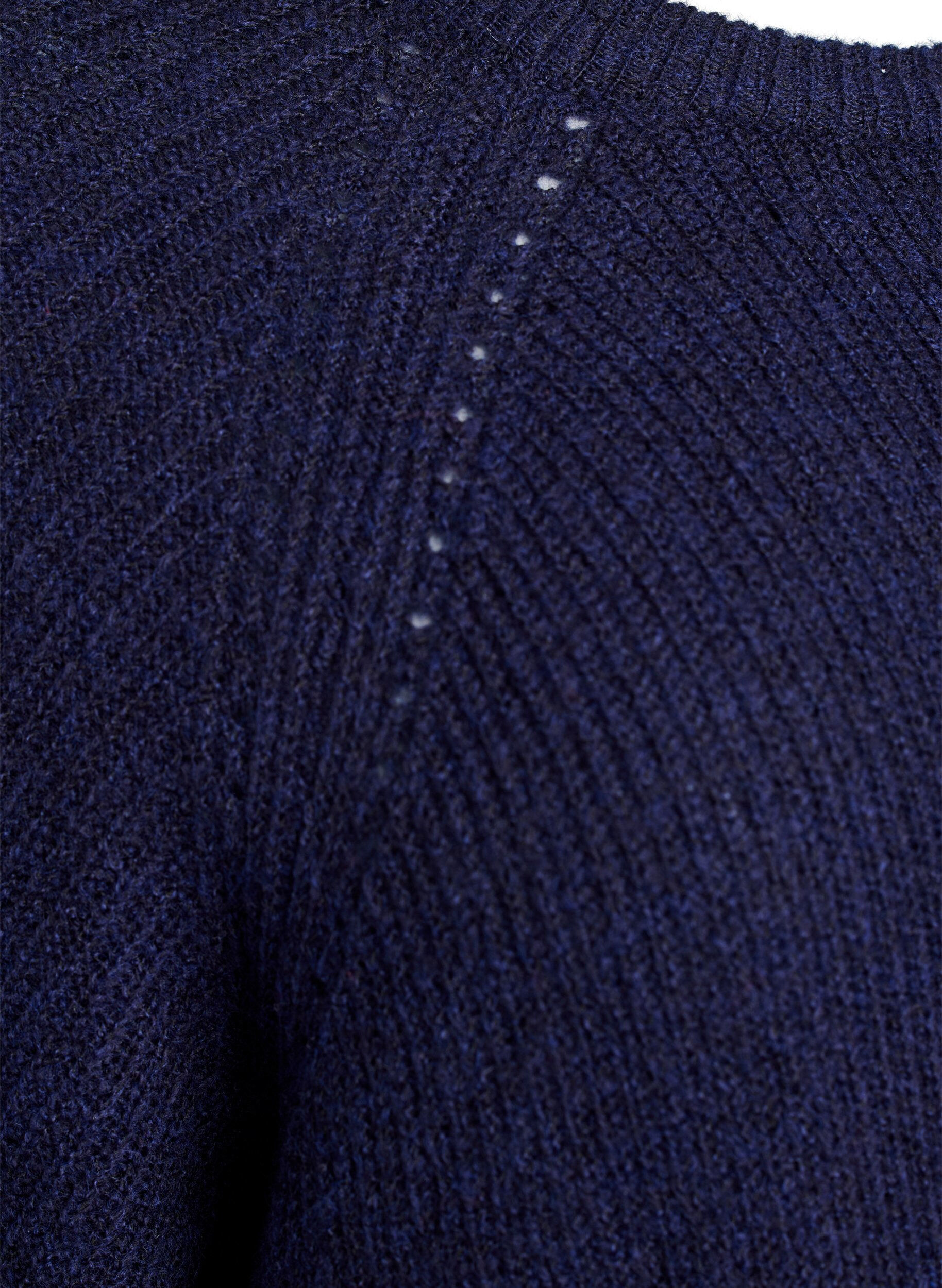 Zizzi Ripppullover mit 3/4-&Auml;rmeln, Blau, Packshot image number 3