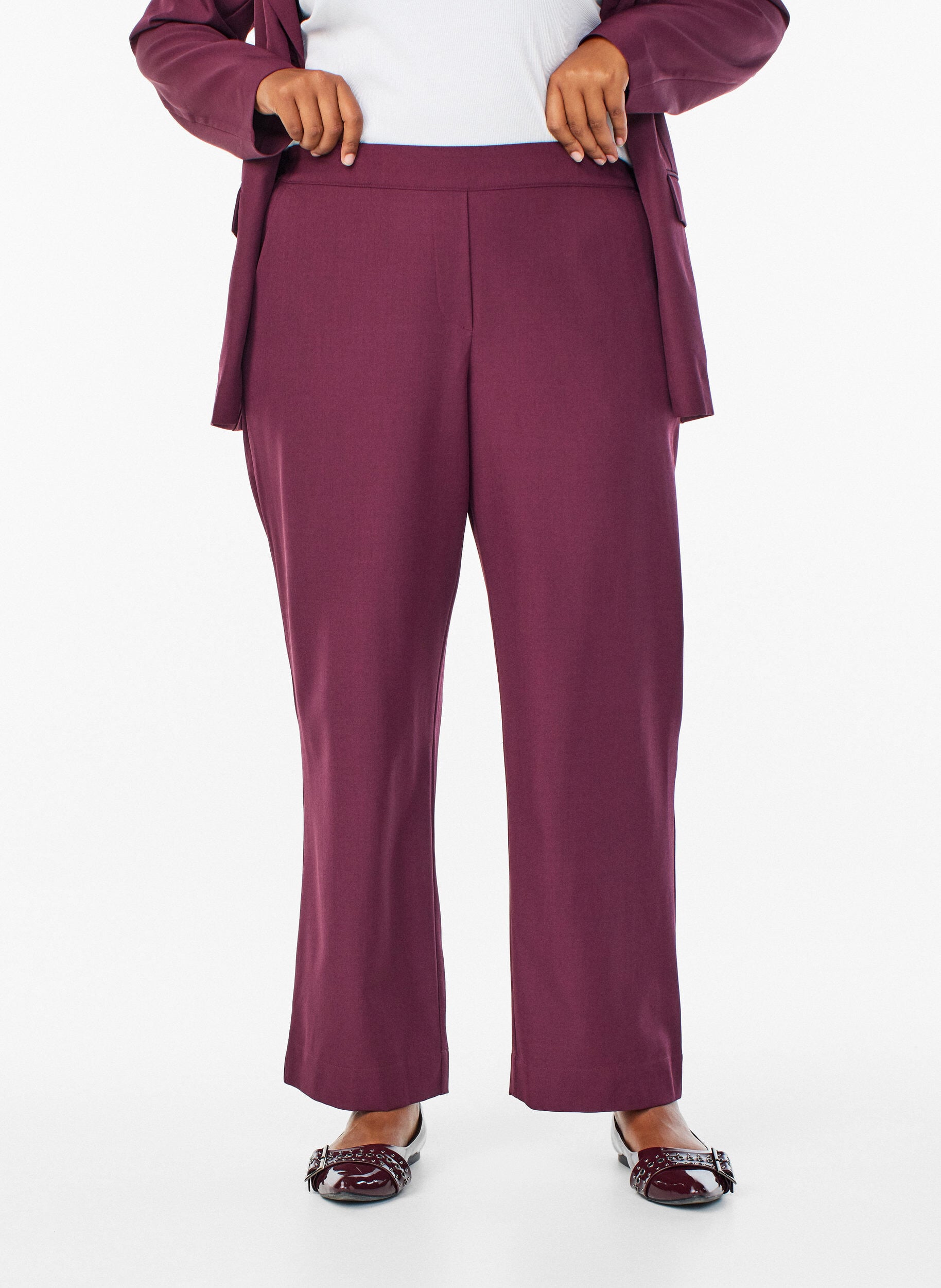 ZizziLockere Hose mit Taschen, Dunkles Bordeaux, Model image number 2