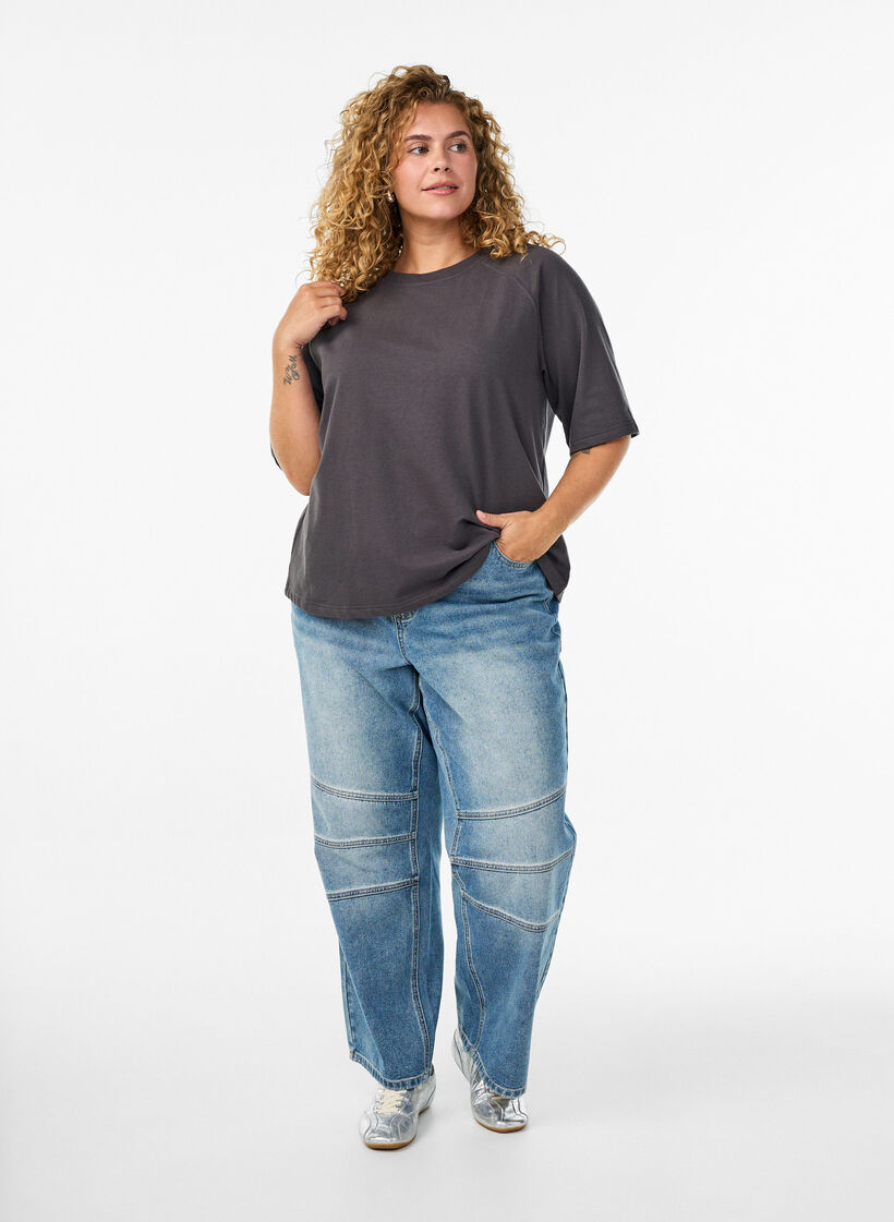 Jerseybluse mit 1/2-Raglan&auml;rmeln, Grau, Model image number 1