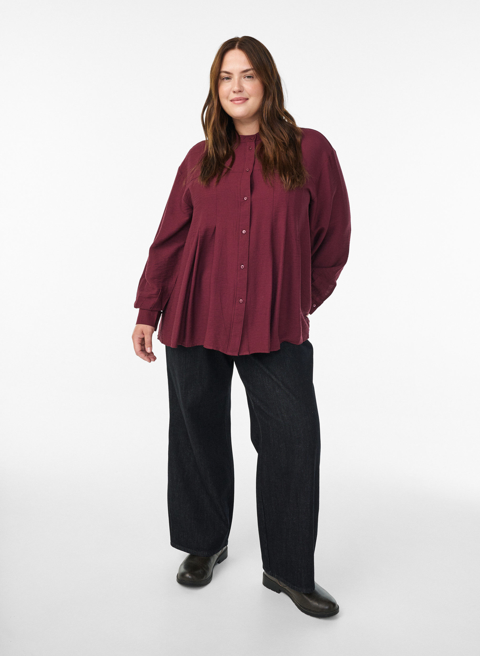 Zizzi Bluse aus Viskose mit A-Linie, Rot, Model image number 1