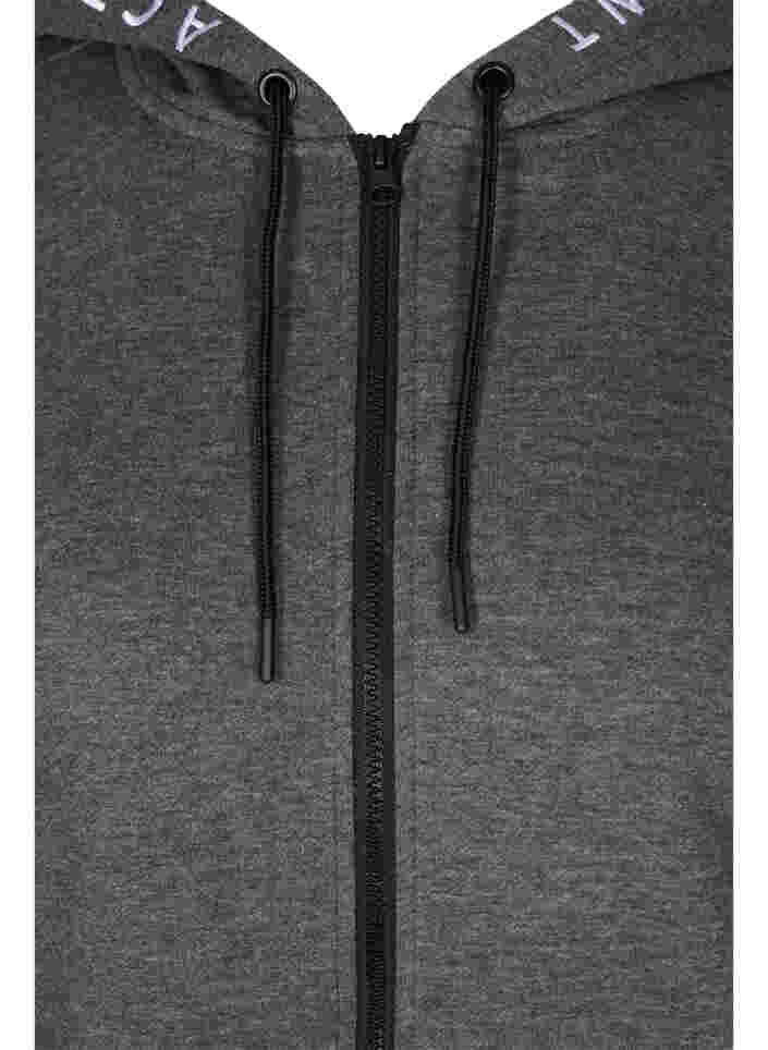 Workout-Kapuzenjacke mit Reißverschluss, Dark Grey Melange, Packshot image number 2