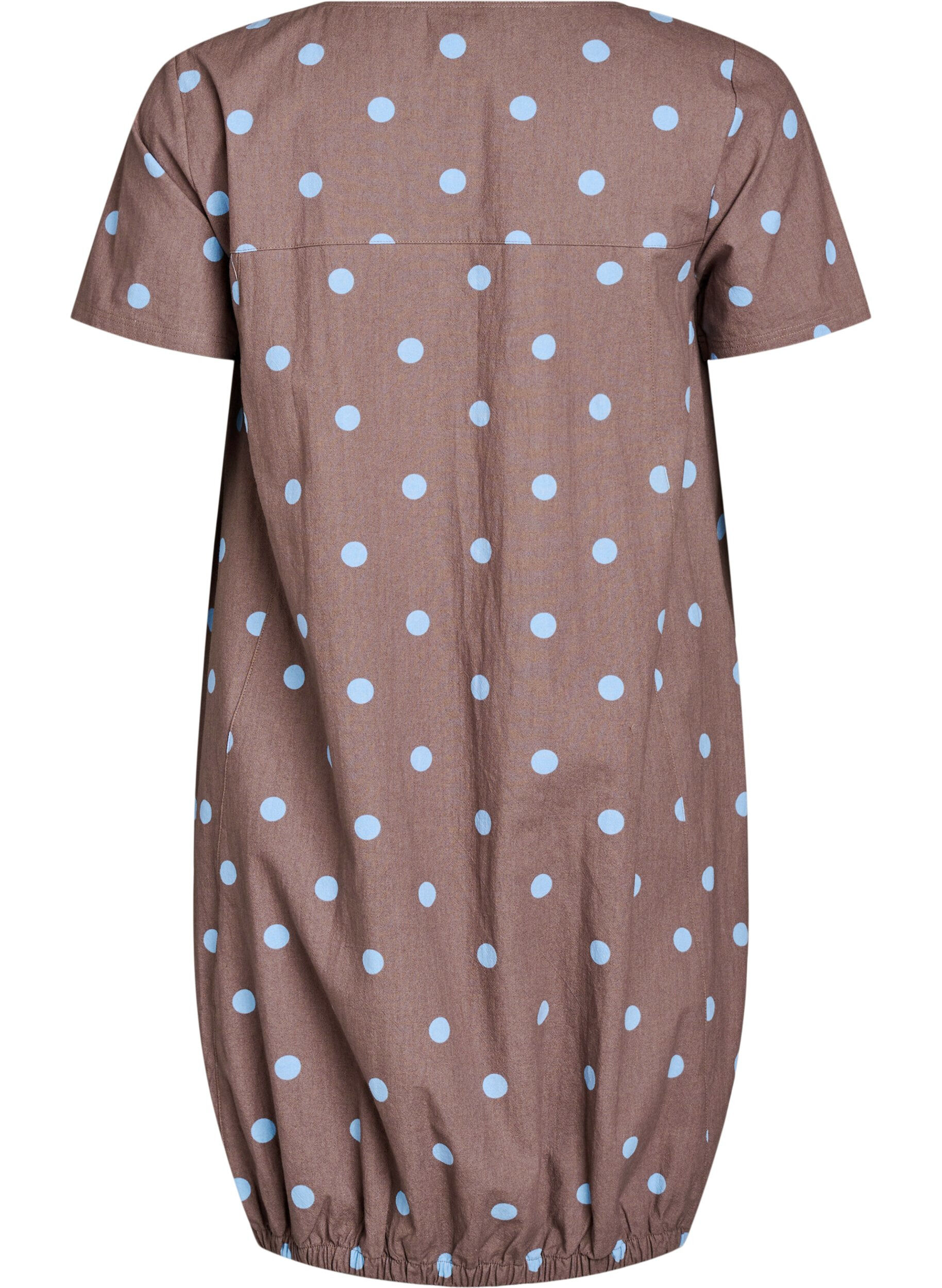 Zizzi Kurz&auml;rmliges Baumwollkleid mit Print, Blau, Packshot image number 1