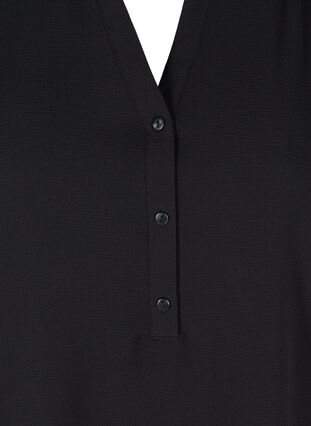 Bluse mit kurzen Ärmeln und V-Ausschnitt, Black, Packshot image number 2