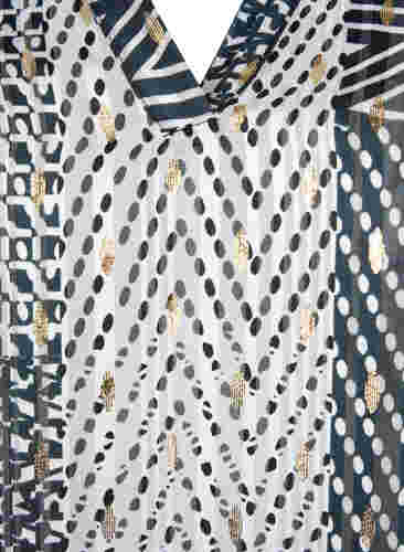 Bedruckte Bluse mit Smock und V-Ausschnitt, Black Graphic Stripe, Packshot image number 2