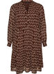 Kleid mit Allover-Muster und einer Volantlage, Braun, Packshot image number 0