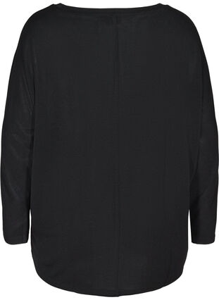 Einfarbige Bluse mit langen Ärmeln, Black, Packshot image number 1