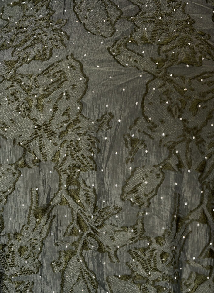 Jacquardbluse mit funkelnden Details und Puff&auml;rmeln, Gr&uuml;n, Packshot image number 2