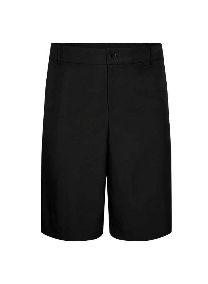 Lockere Bermudashorts mit hoher Taille, Schwarz, Packshot image number 0