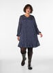 Gemustertes Kleid mit R&uuml;schen und langen &Auml;rmeln, Blau, Model image number 1