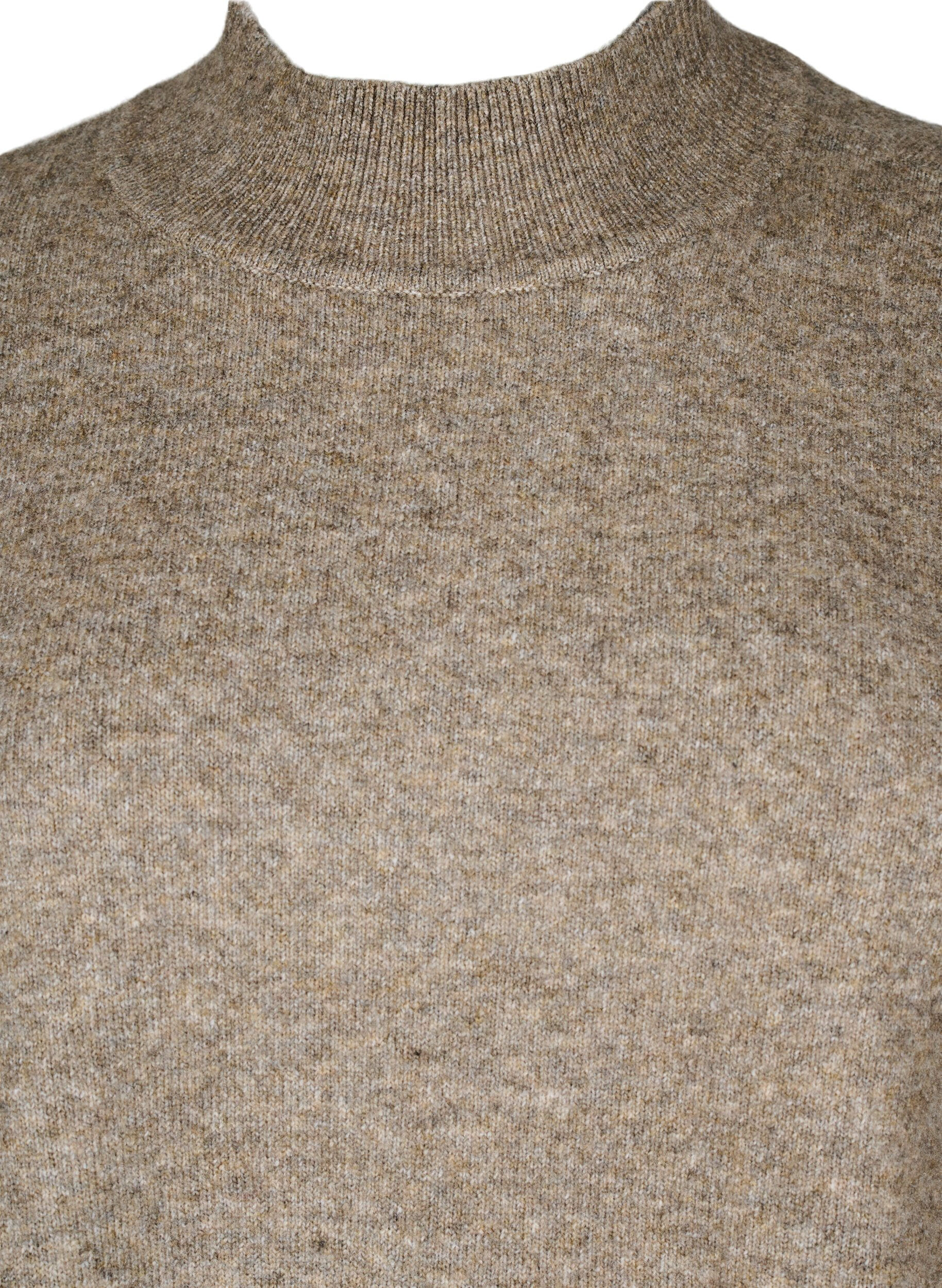 Zizzi Strickpullover mit gerippten Abschl&uuml;ssen, Walnut Mel., Packshot image number 2