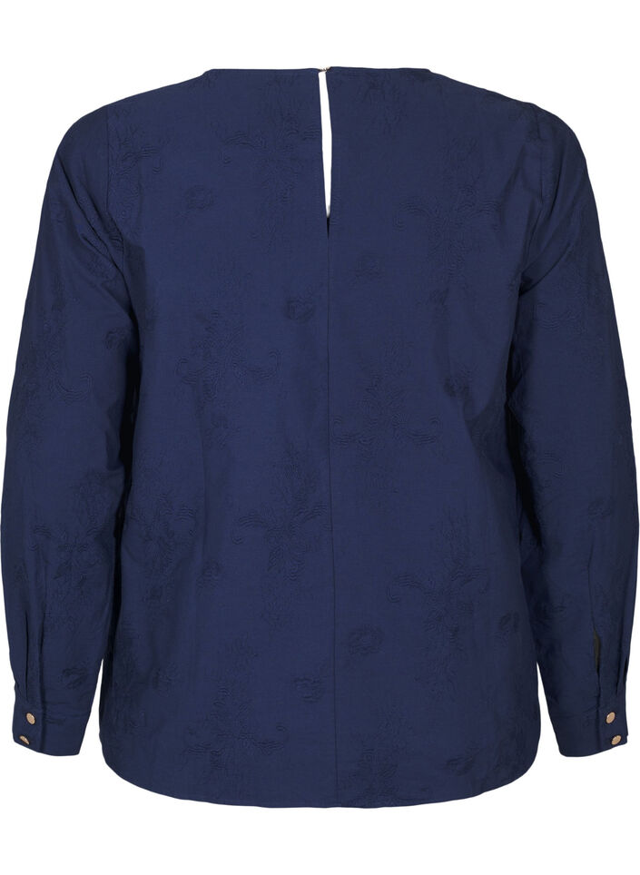 Langärmlige Bluse mit Stickereien, Blau, Packshot image number 1