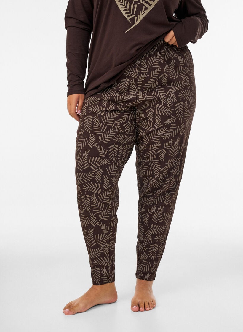 Pyjamahose aus Baumwolle mit Print, Braun, Model image number 0