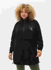 Langes Sweatshirt mit Tasche und Reißverschluss, Black, Model