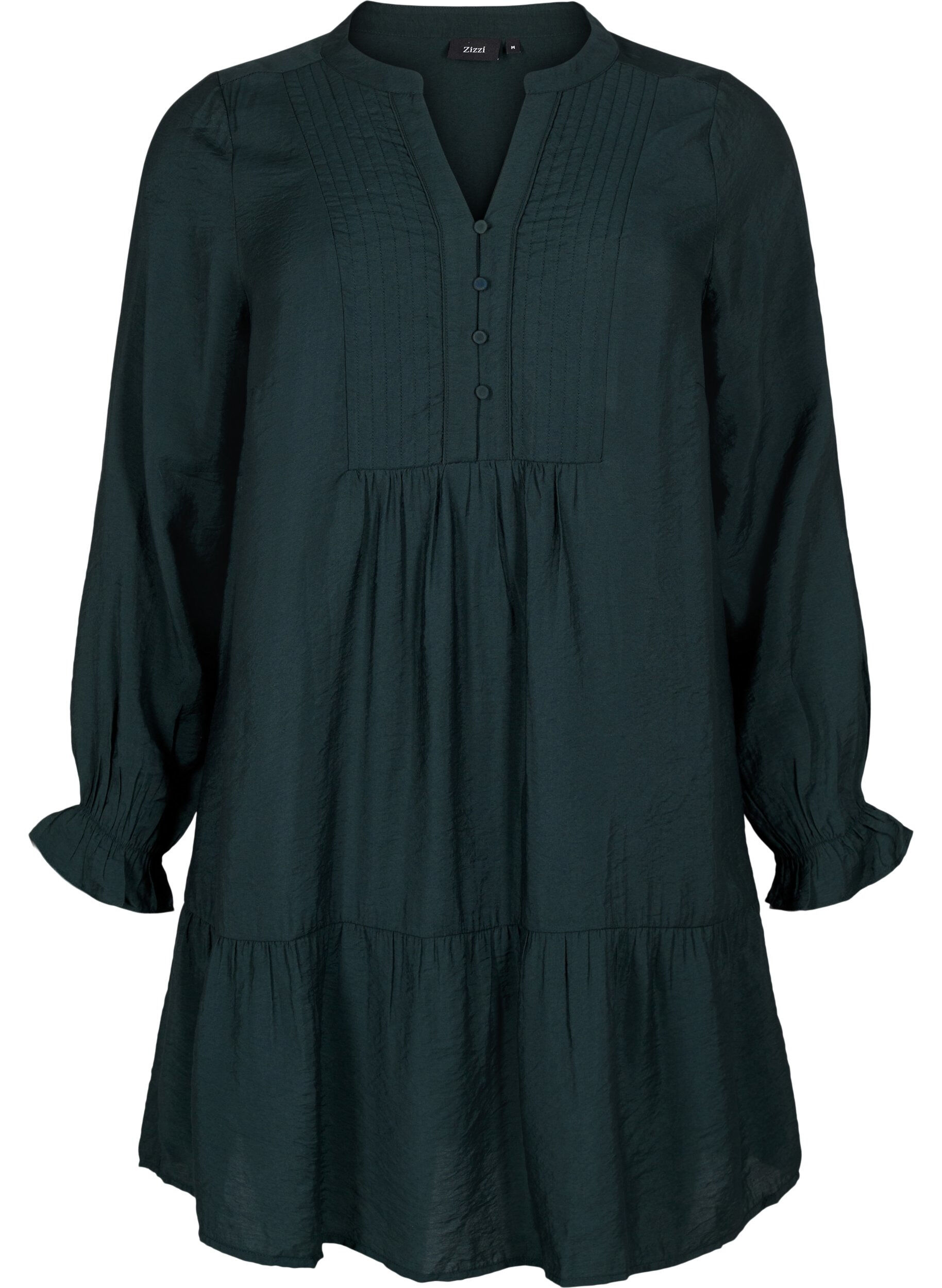 Zizzi Kurzes Kleid mit Ziern&auml;hten und Kn&ouml;pfen, Scarab, Packshot image number 0