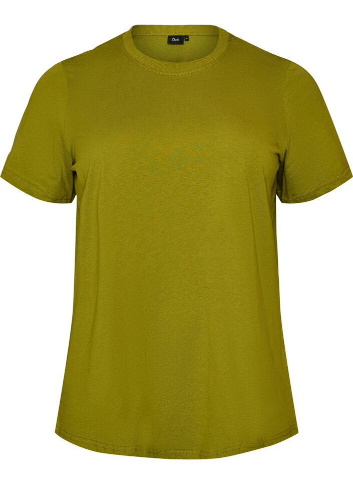 Basic T-Shirt aus Baumwolle mit Rundhalsausschnitt, Gr&uuml;n, Packshot image number 0
