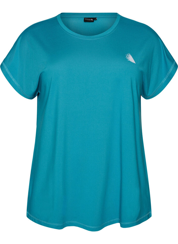 Einfarbiges Trainings-T-Shirt, Petrol, Packshot image number 0