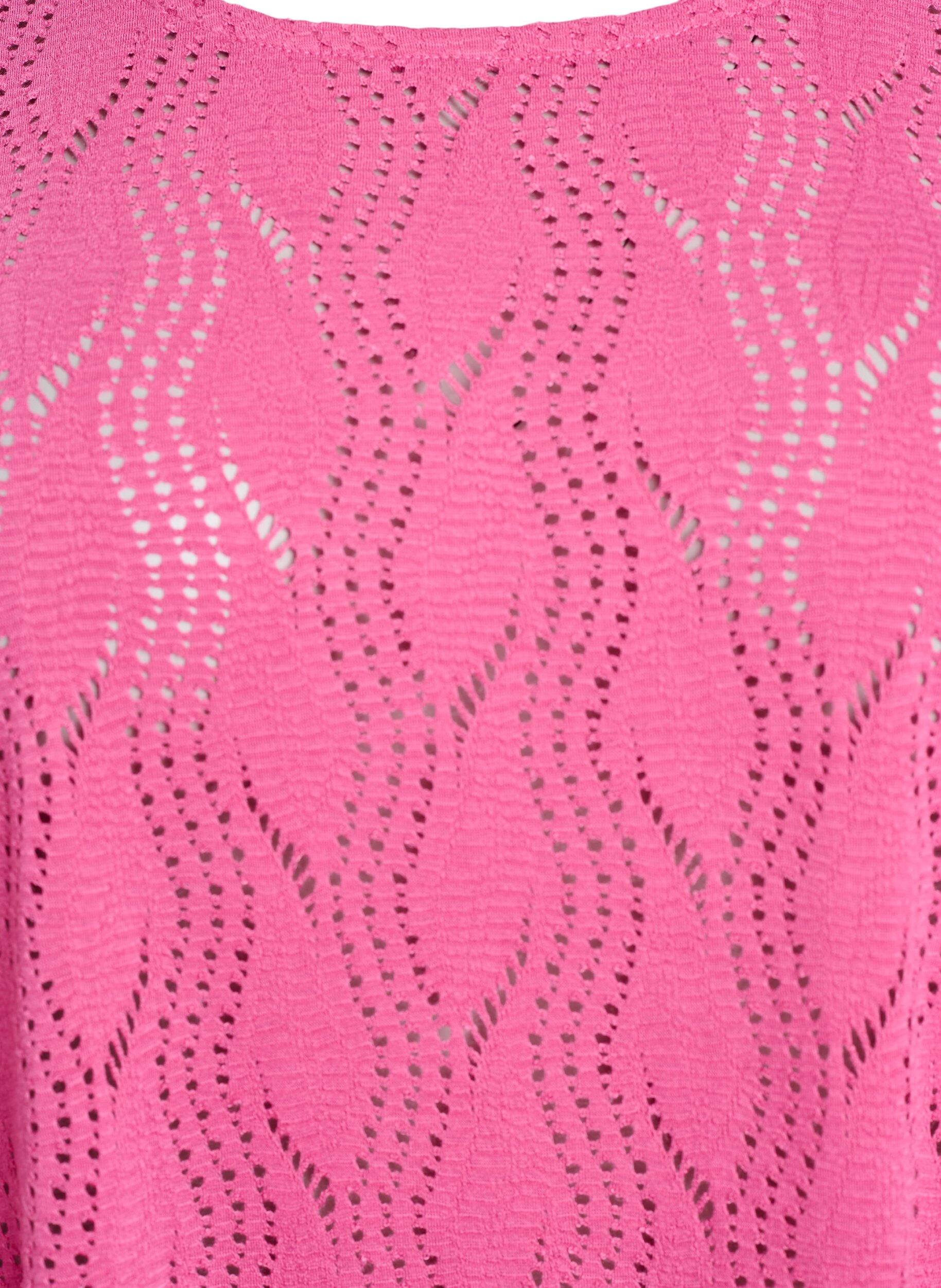 Zizzi Kurzes Jerseykleid mit Lochmuster, Pink, Packshot image number 2