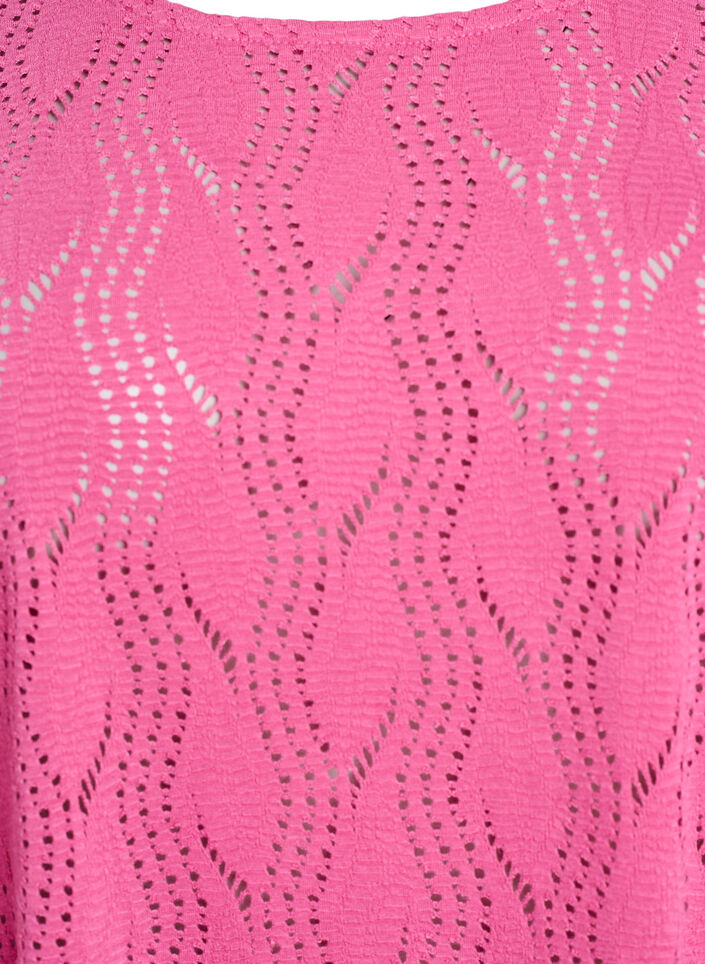 Kurzes Jerseykleid mit Lochmuster, Pink, Packshot image number 2