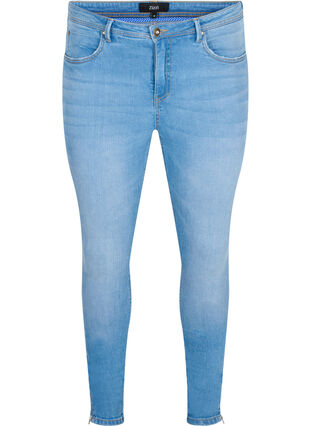 Super Slim Amy Jeans mit Reißverschluss, Light blue, Packshot image number 0