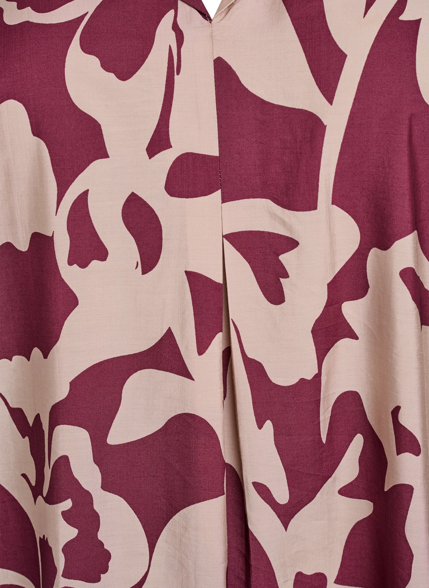 Zizzi Kleid in Kniel&auml;nge mit Print und V-Ausschnitt, Rot, Packshot image number 2