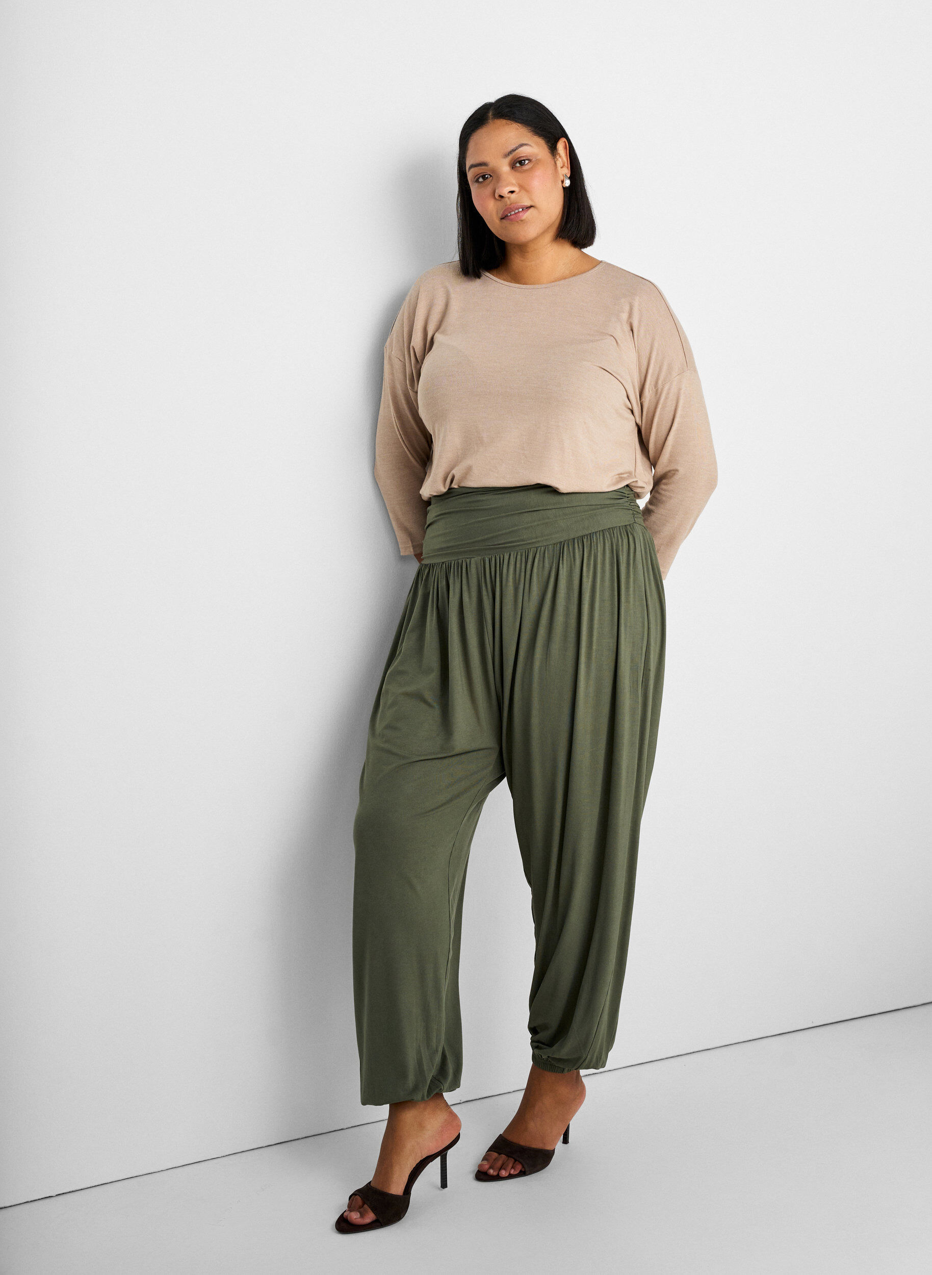 ZizziBluse aus Jersey mit 3/4-&Auml;rmeln, Beige, Image image number 0